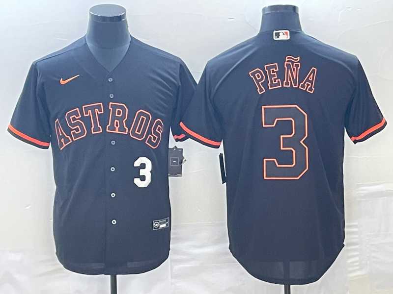 Mens Houston Astros #3 Jeremy Pena Number Lights Out Black Fashion Stitched MLB Cool Base Nike Jerseys